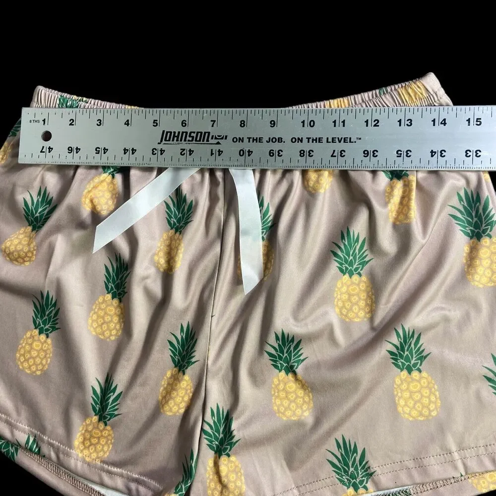 Shein Beige Pineapple Short Sleeve T-Shirt & Shorts Pj Set Women’s Size XL NEW